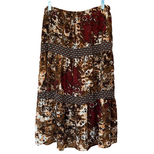 Sag Harbor Women's Maxi Skirt - Brown and Red